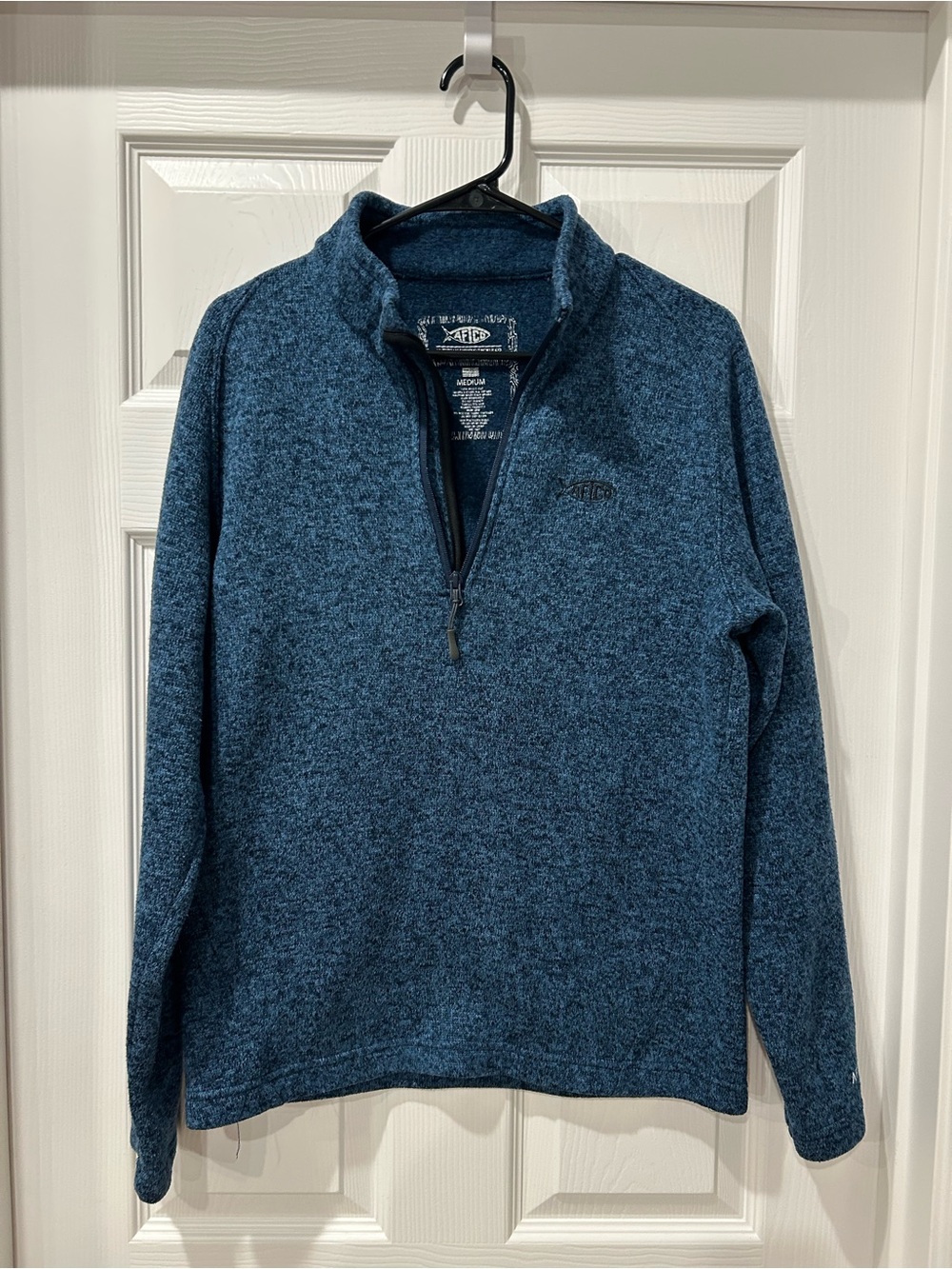 AFTCO Men's Blue Heather Quarter-Zip Performance Pullover